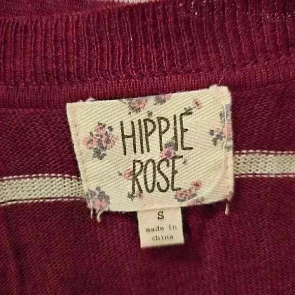 Maroon and Cream Stripe Button Front Shrug - Picture 2 of 5